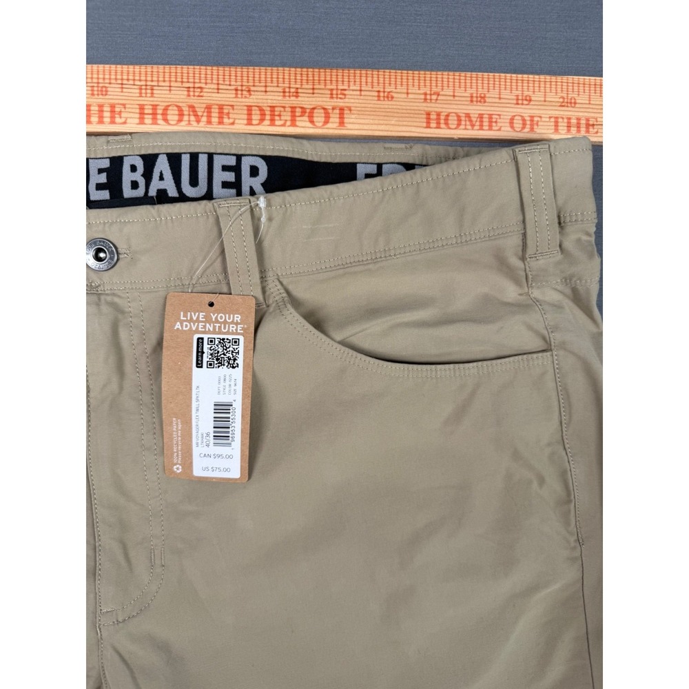 Eddie Bauer Voyager Flex Slim Fit Slim Leg 40x36 Khaki Tan Twill Pant 5 Pkt NWT - Picture 7 of 13